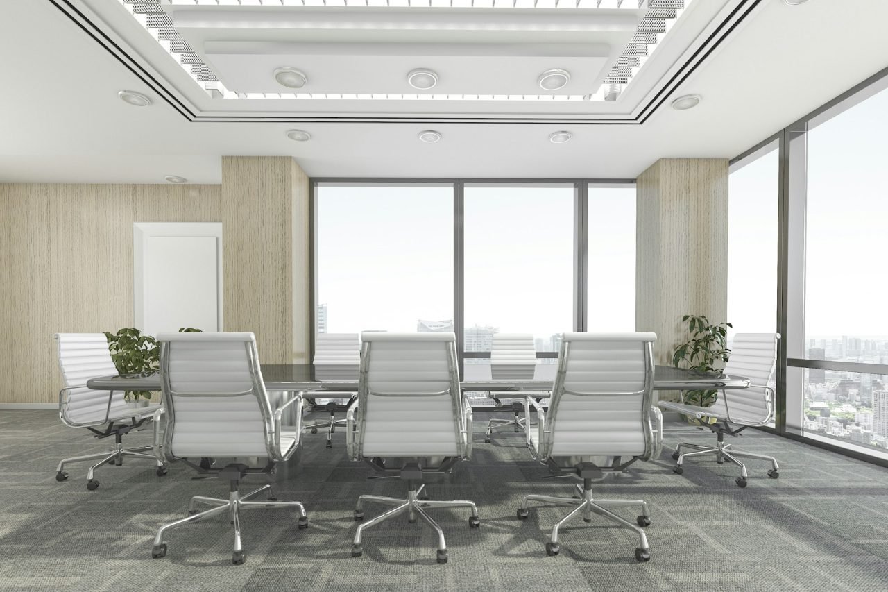 3d rendering meeting room on office building