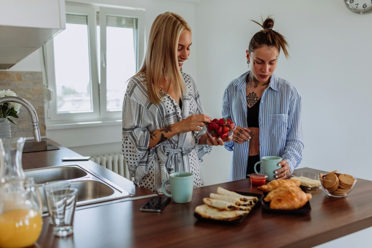 Women lgbtqi couple in the kitchen