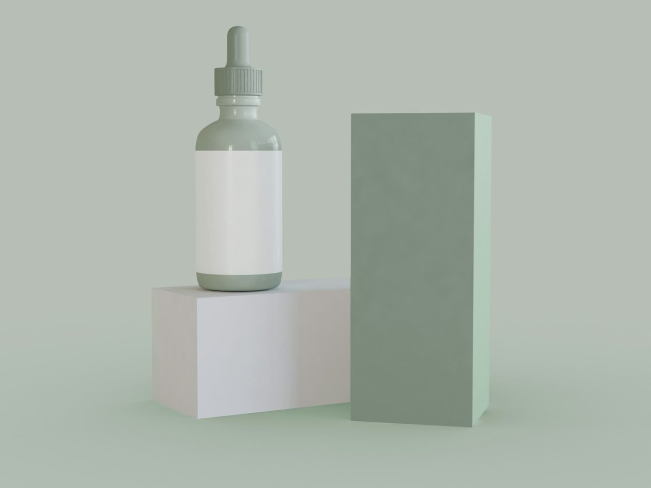 3D Illustration. Dropper bottle mockup.