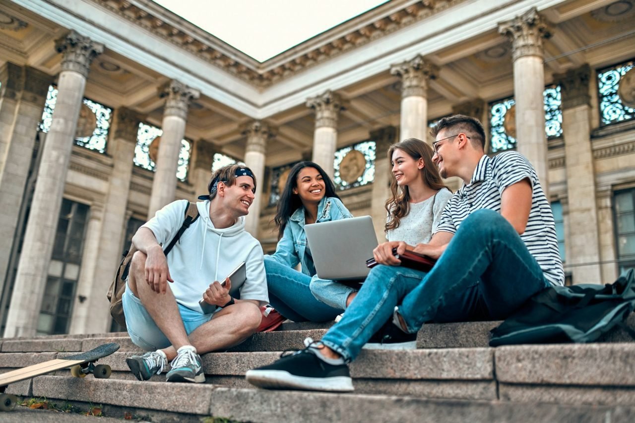 Students near a campus