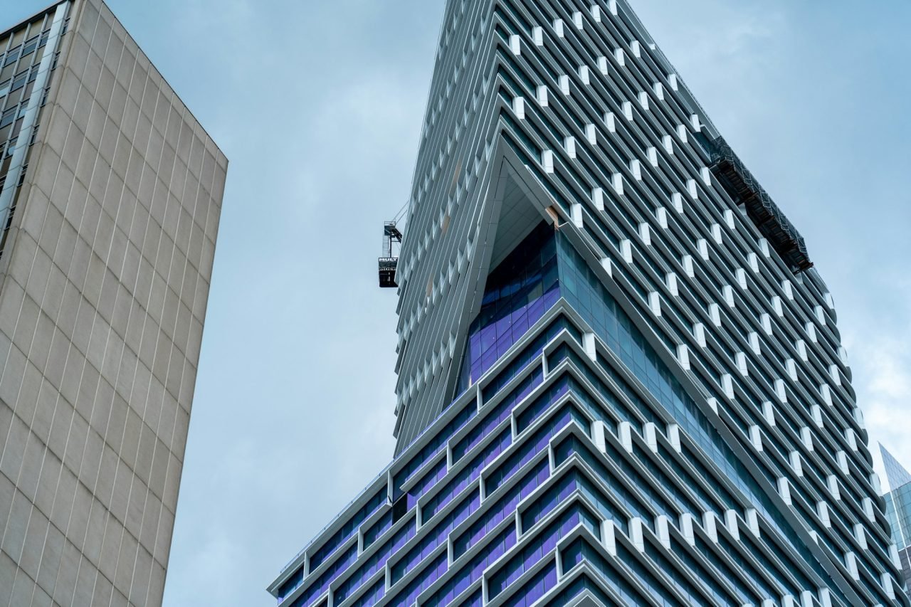 Modern office buildings towers in Sydney CBD against blue sky
